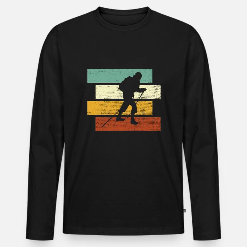 Bergsteigen Retro - Männer Premium Bio Langarmshirt - Schwarz