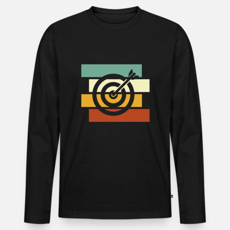 Darts Retro - Männer Premium Bio Langarmshirt - Schwarz