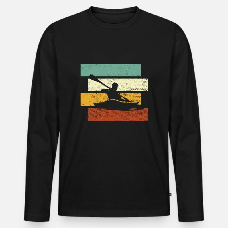 Kanu Retro - Männer Premium Bio Langarmshirt - Schwarz