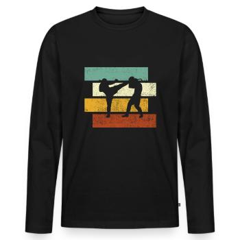 Arts Martiaux Rétro - T-shirt manches longues Premium bio Homme - noir - Devant - Nico (187cm)