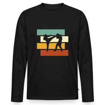 Arts Martiaux Rétro - T-shirt manches longues Premium bio Homme - noir - Devant - Nico (187cm)