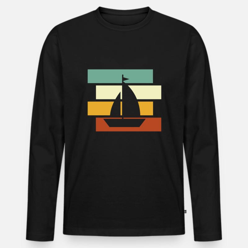 Segeln Retro - Männer Premium Bio Langarmshirt - Schwarz