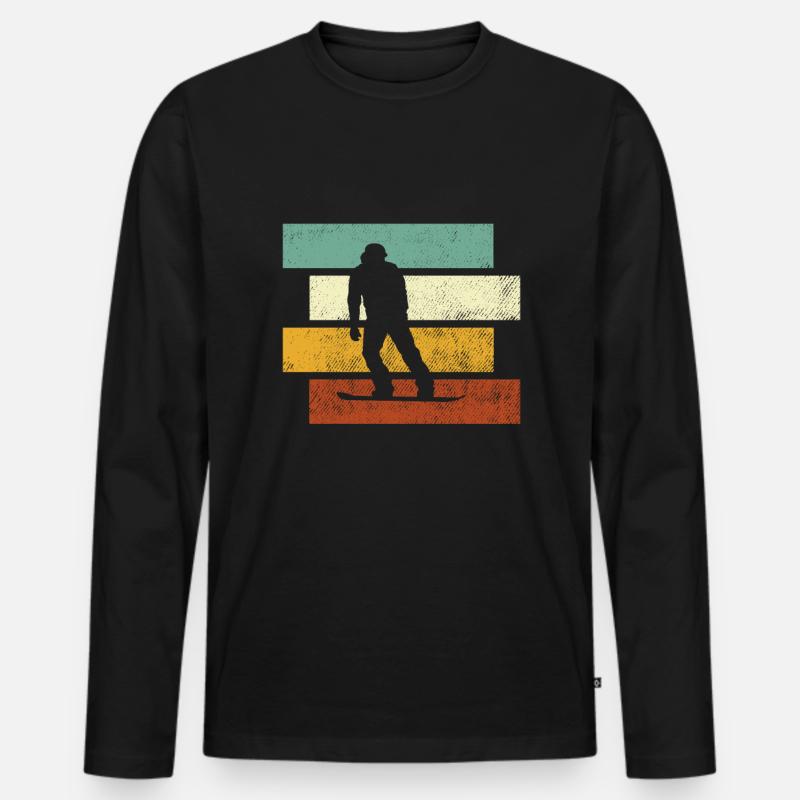 Snowboarding Retro - Männer Premium Bio Langarmshirt - Schwarz