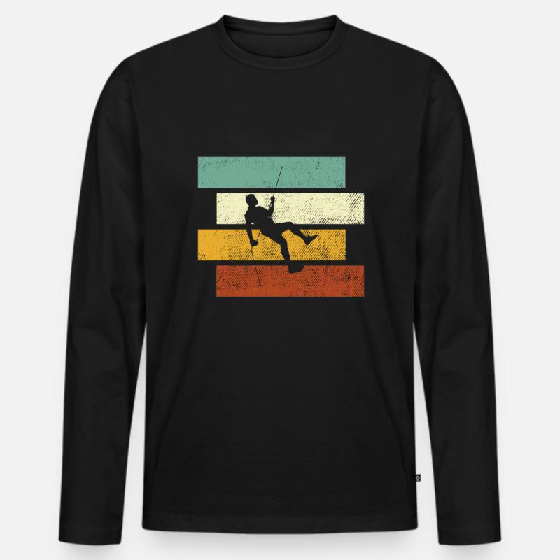 Klettern Retro - Männer Premium Bio Langarmshirt - Schwarz