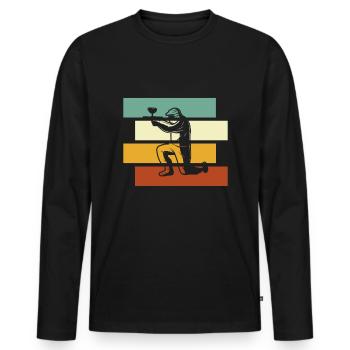 Paintball Rétro - T-shirt manches longues Premium bio Homme - noir - Devant - Nico (187cm)