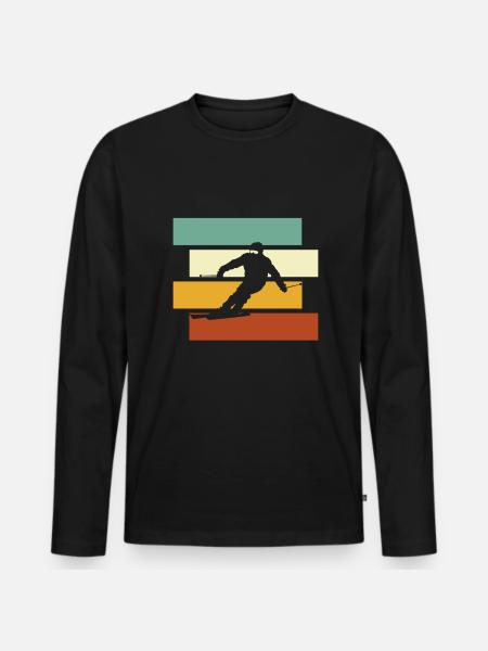 Ski Rétro - T-shirt manches longues Premium bio Homme - noir