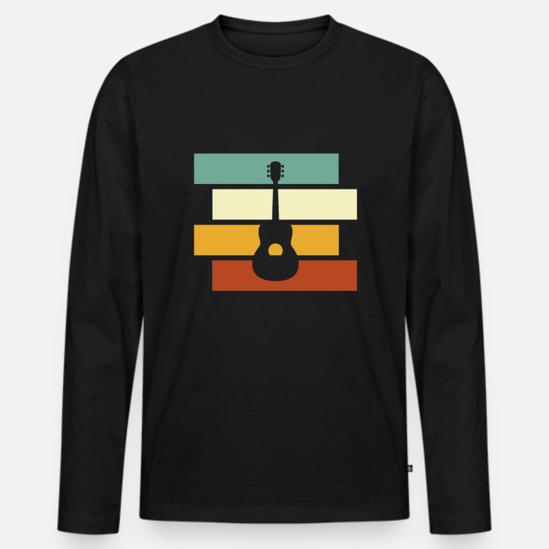 Gitarre Retro - Männer Premium Bio Langarmshirt - Schwarz