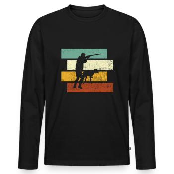 Chasse rétro - T-shirt manches longues Premium bio Homme - noir - Devant - Nico (187cm)