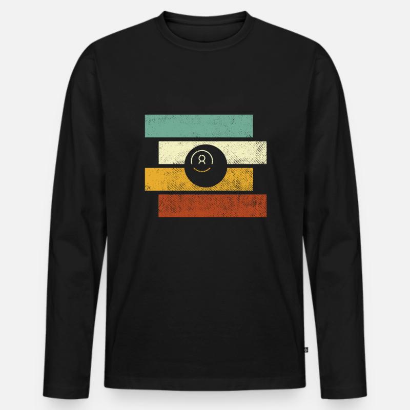 Billiard Retro - Männer Premium Bio Langarmshirt - Schwarz