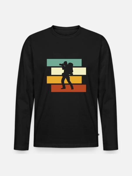 Fotograf Retro - Männer Premium Bio Langarmshirt - Schwarz