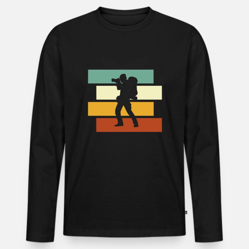 Fotograf Retro - Männer Premium Bio Langarmshirt - Schwarz