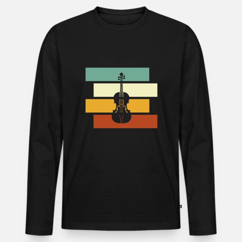 Geige Retro - Männer Premium Bio Langarmshirt - Schwarz