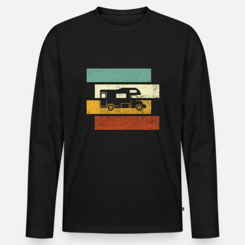 Wohnmobil Retro - Männer Premium Bio Langarmshirt - Schwarz
