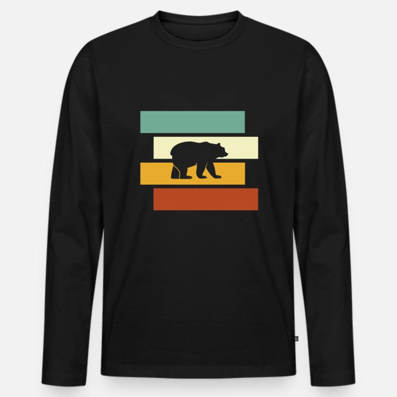 Bär Retro - Männer Premium Bio Langarmshirt - Schwarz