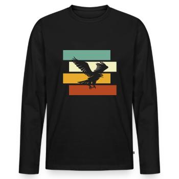 Adler Retro - Men's Premium Organic Long Sleeve Shirt - black - Front - Nico (187cm)