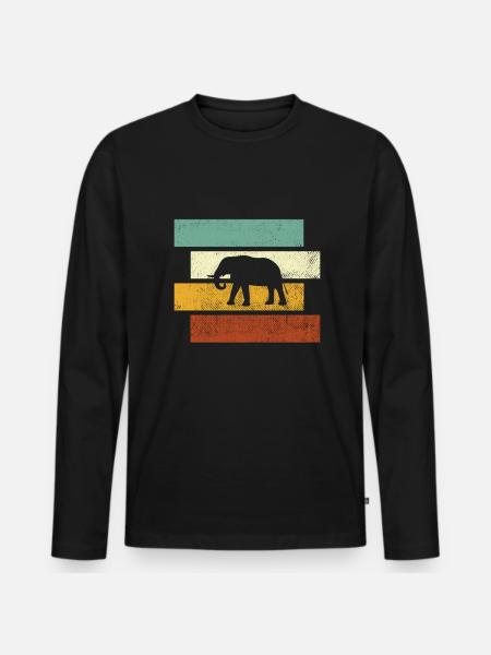 Elefant Retro - Männer Premium Bio Langarmshirt - Schwarz