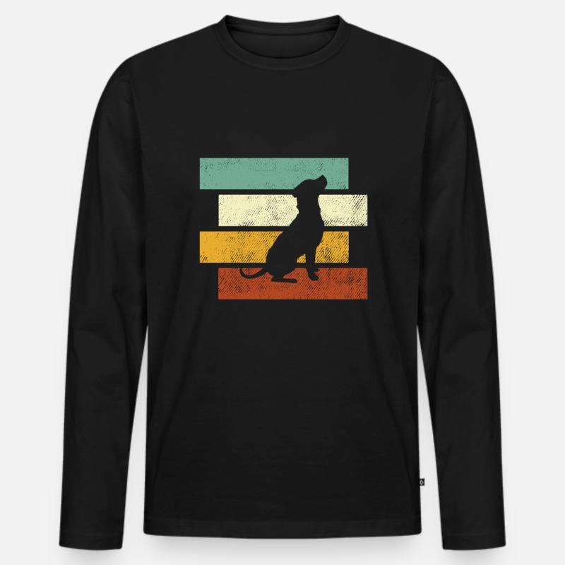 Hund Retro - Männer Premium Bio Langarmshirt - Schwarz