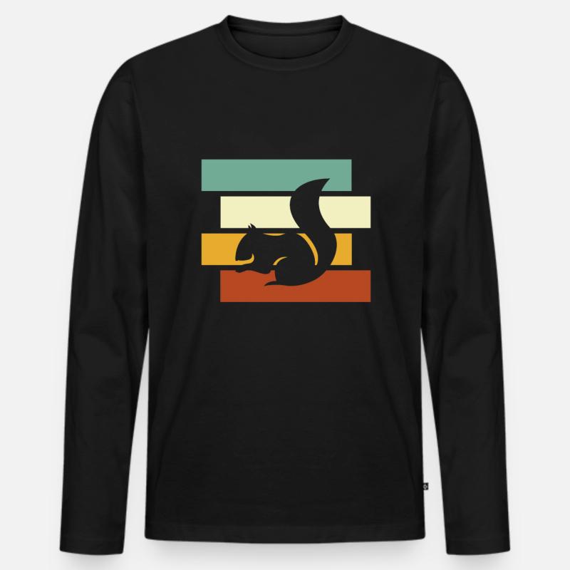 Eichhörnchen Retro - Männer Premium Bio Langarmshirt - Schwarz