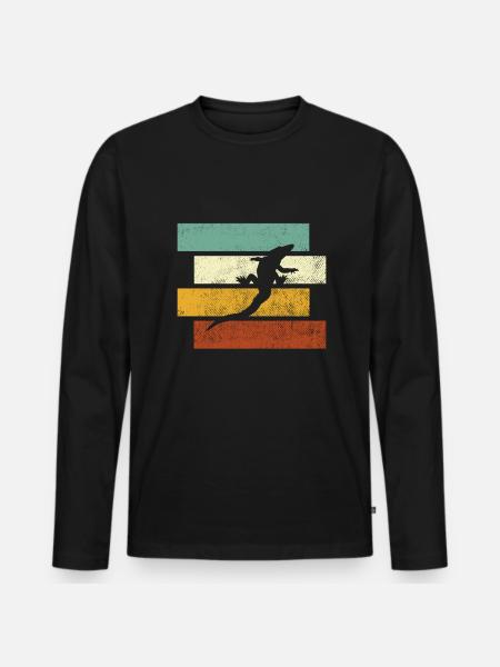 Krokodil Retro - Männer Premium Bio Langarmshirt - Schwarz