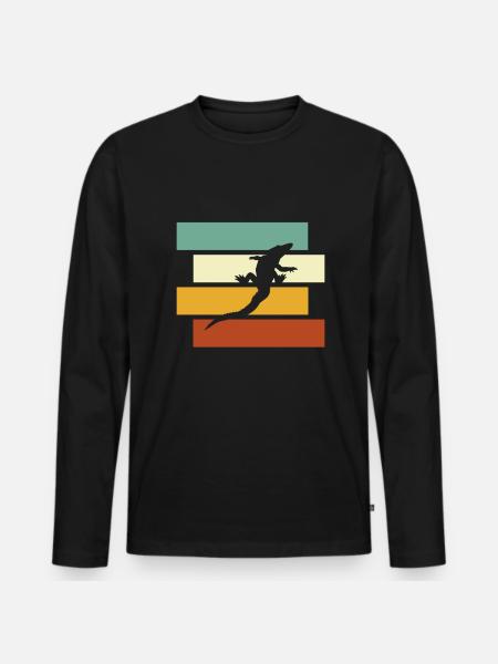 Krokodil Retro - Männer Premium Bio Langarmshirt - Schwarz