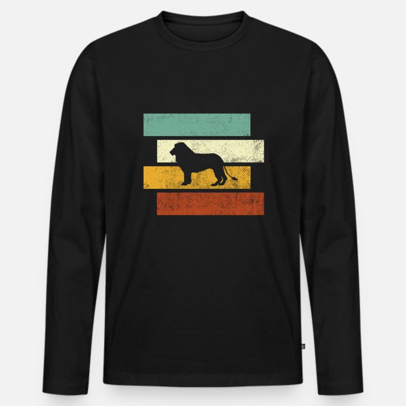 Löwe Retro - Männer Premium Bio Langarmshirt - Schwarz