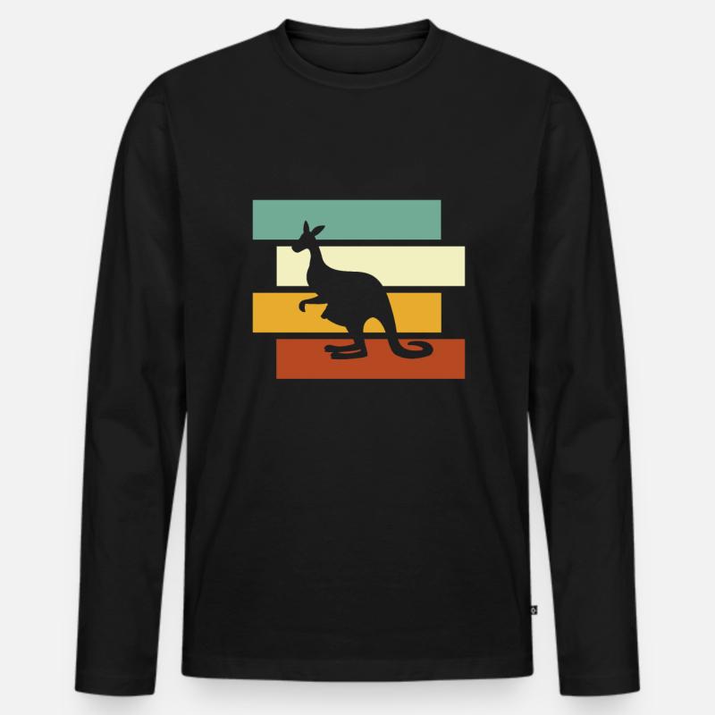 Känguru Retro - Männer Premium Bio Langarmshirt - Schwarz