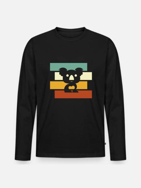Koala Retro - Men's Premium Organic Long Sleeve Shirt - black