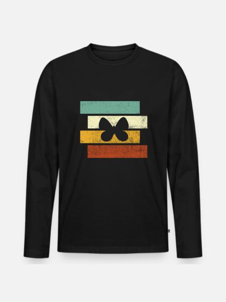 Papillon Rétro - T-shirt manches longues Premium bio Homme - noir