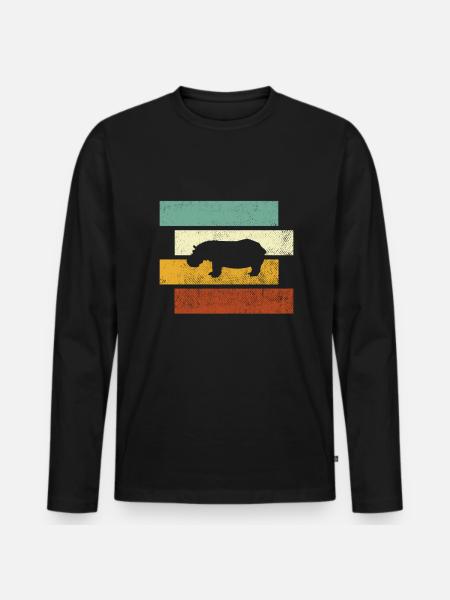 Hippopotamus Retro - Men's Premium Organic Long Sleeve Shirt - black