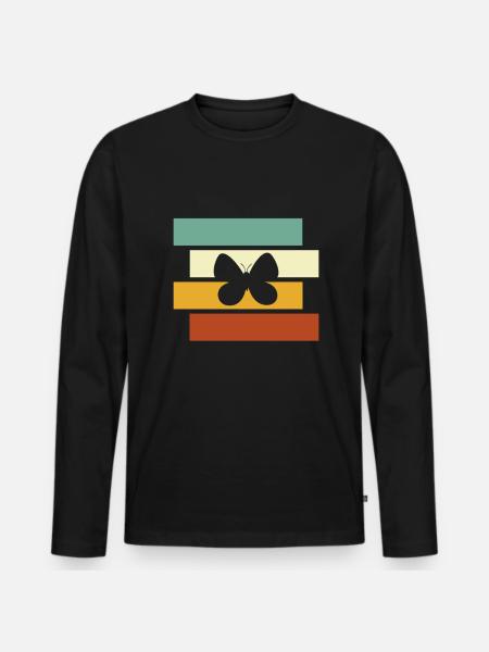 Papillon Rétro - T-shirt manches longues Premium bio Homme - noir