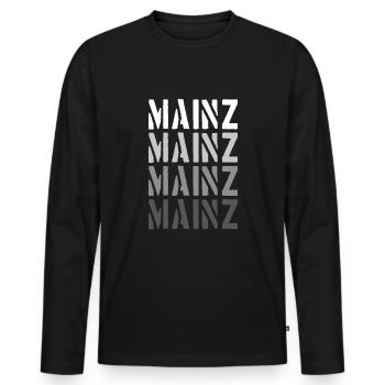 Mainz - Männer Premium Bio Langarmshirt - Schwarz - Vorne - Nico (187cm)