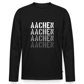 Aachen - Männer Premium Bio Langarmshirt - Schwarz - Vorne - Nico (187cm)