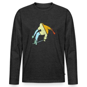 Skater Retro - Männer Premium Bio Langarmshirt - Anthrazit meliert - Vorne - Nico (187cm)