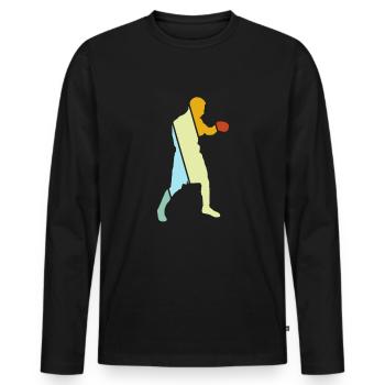Boxing Retro - Men's Premium Organic Long Sleeve Shirt - black - Front - Nico (187cm)