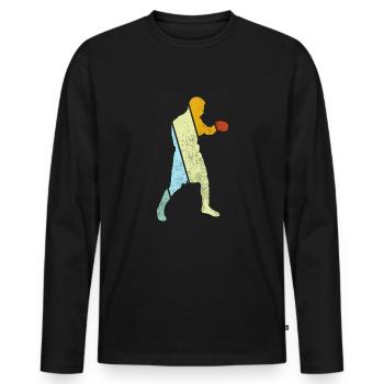 Boxen Retro - Männer Premium Bio Langarmshirt - Schwarz - Vorne - Nico (187cm)