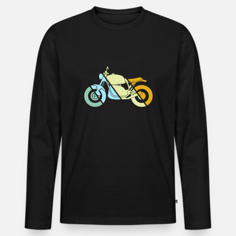Motorrad Retro - Männer Premium Bio Langarmshirt - Schwarz