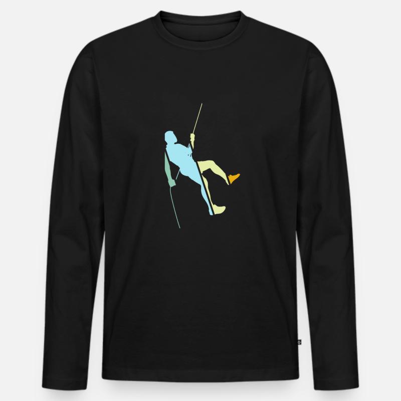 Klettern Retro - Männer Premium Bio Langarmshirt - Schwarz