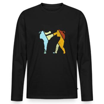Arts Martiaux Rétro - T-shirt manches longues Premium bio Homme - noir - Devant - Nico (187cm)
