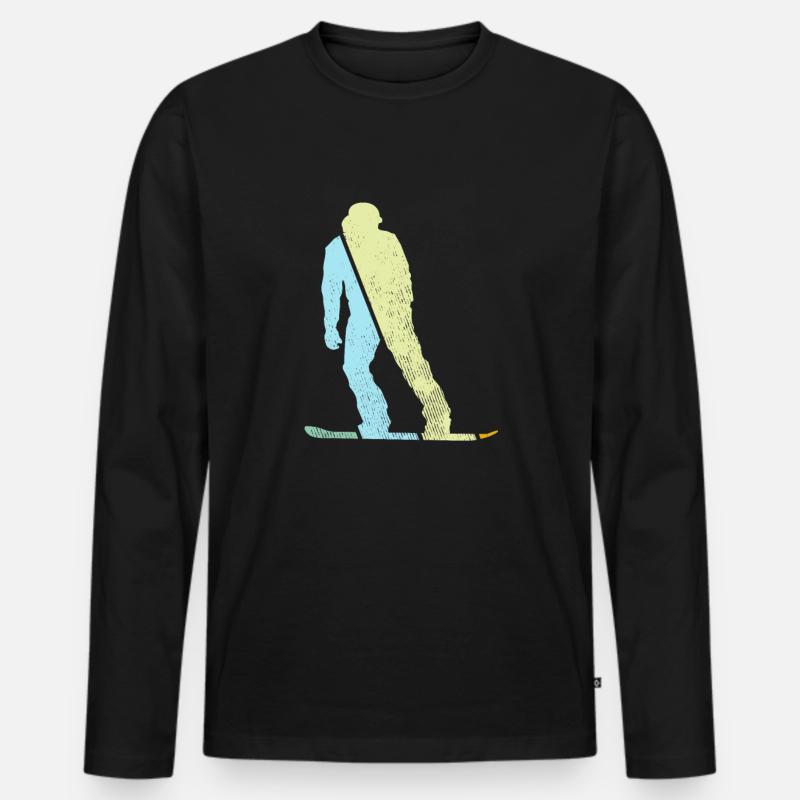 Snowboarding Retro - Männer Premium Bio Langarmshirt - Schwarz