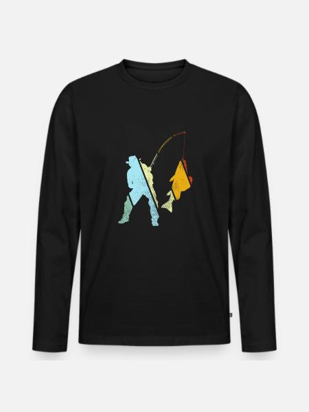 Fishing Retro - Men's Premium Organic Long Sleeve Shirt - black