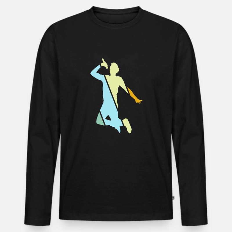 Singen Retro - Männer Premium Bio Langarmshirt - Schwarz