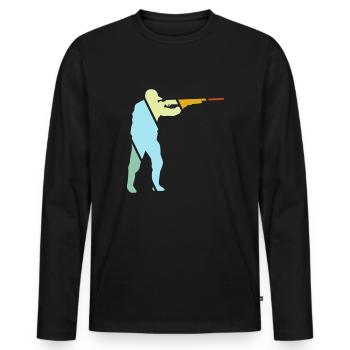 Hunter Rétro - T-shirt manches longues Premium bio Homme - noir - Devant - Nico (187cm)