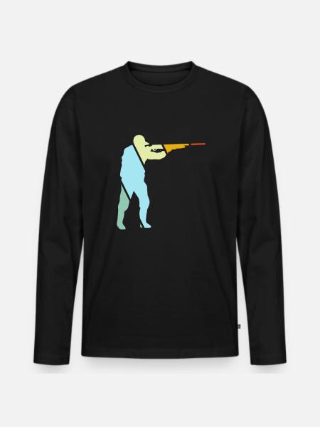 Hunter Retro - Men's Premium Organic Long Sleeve Shirt - black