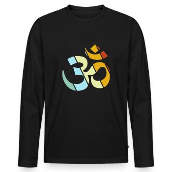 Meditation Retro - Men's Premium Organic Long Sleeve Shirt - black - Front - Nico (187cm)