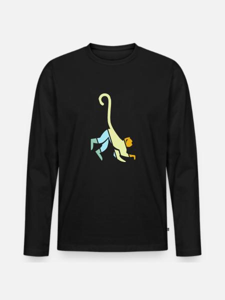 Monkey Retro - Men's Premium Organic Long Sleeve Shirt - black