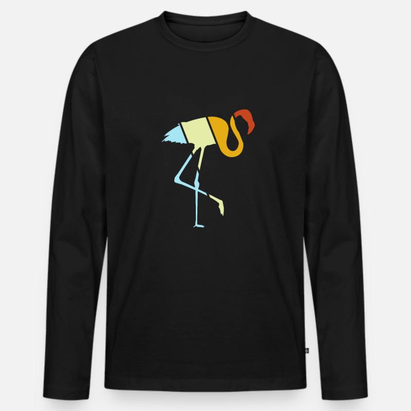 Flamingo Retro - Männer Premium Bio Langarmshirt - Schwarz