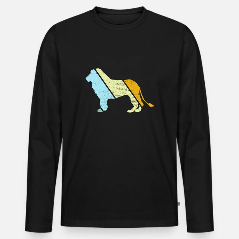 Löwe retro - Männer Premium Bio Langarmshirt - Schwarz