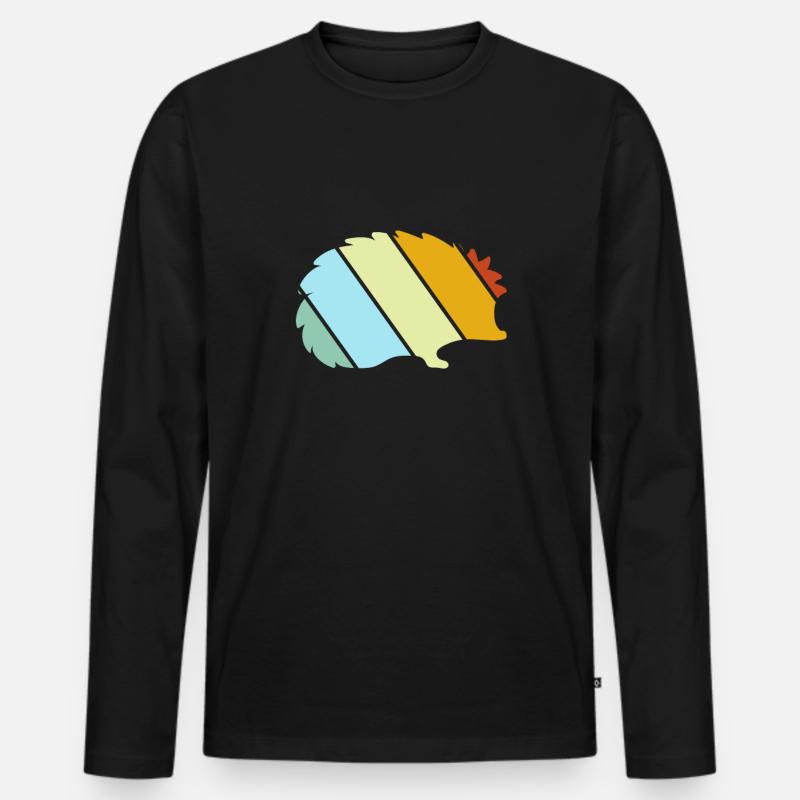 Igel Retro - Männer Premium Bio Langarmshirt - Schwarz