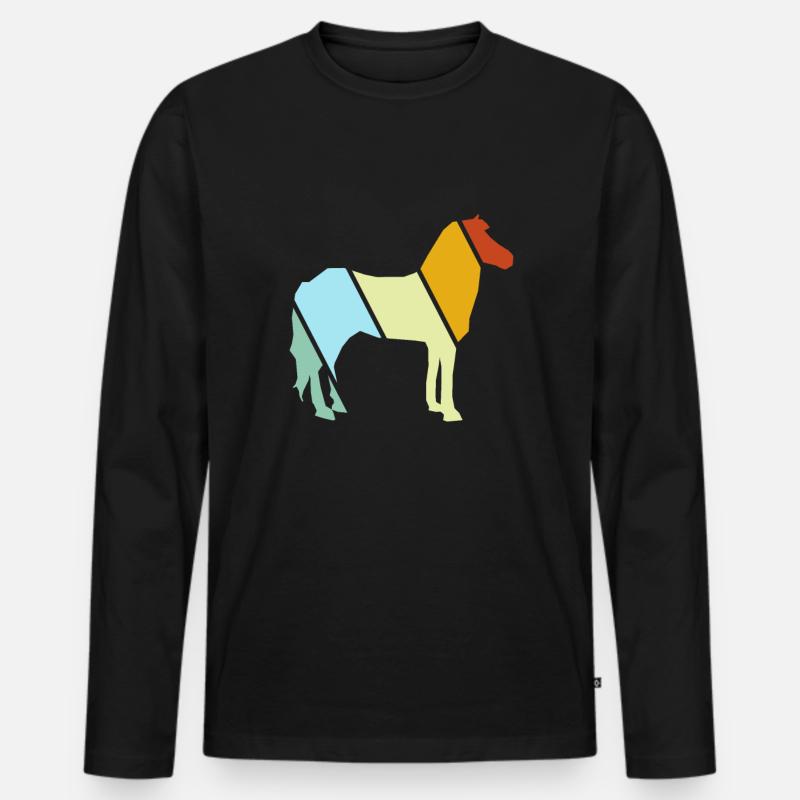 Pferd Retro - Männer Premium Bio Langarmshirt - Schwarz