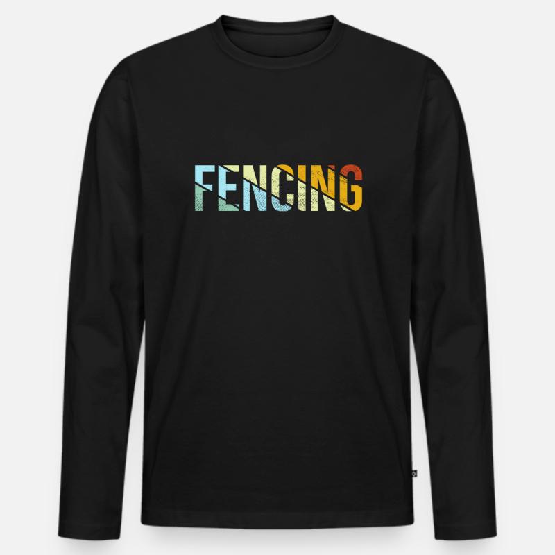 Fechten Retro - Männer Premium Bio Langarmshirt - Schwarz